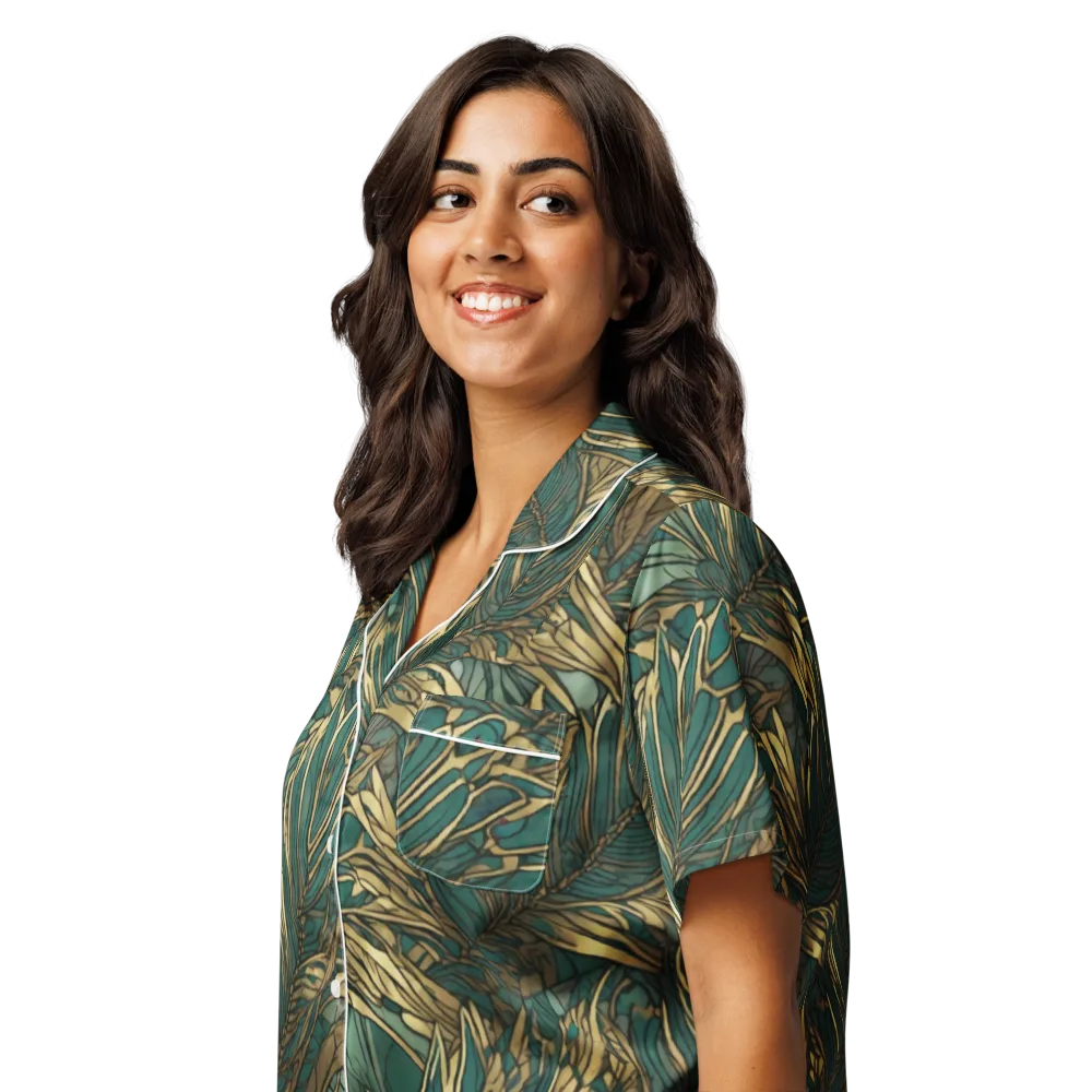 Verdigris Canopy on Women's Short Sleeve Pajama Top — Left Front
