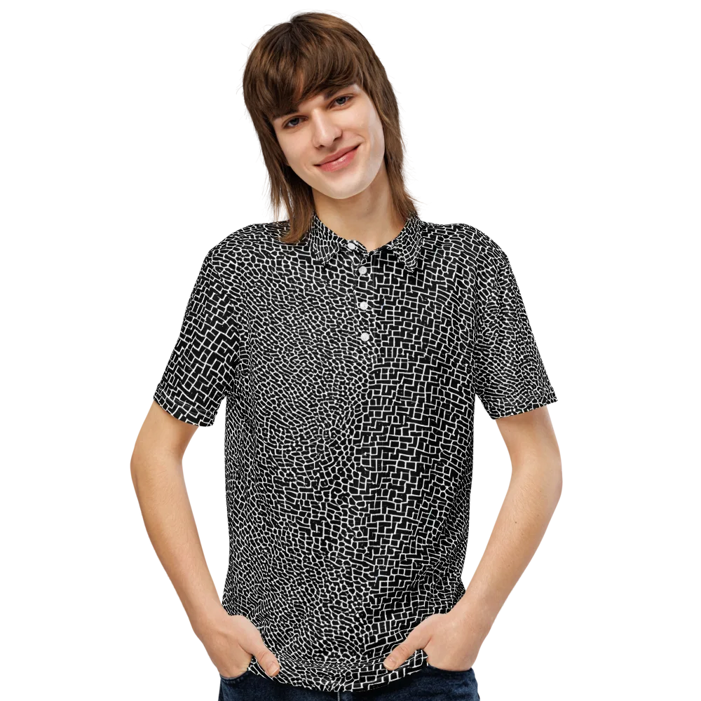 Obsidian Mosaic on Men's Slim Fit Polo Shirt — Front