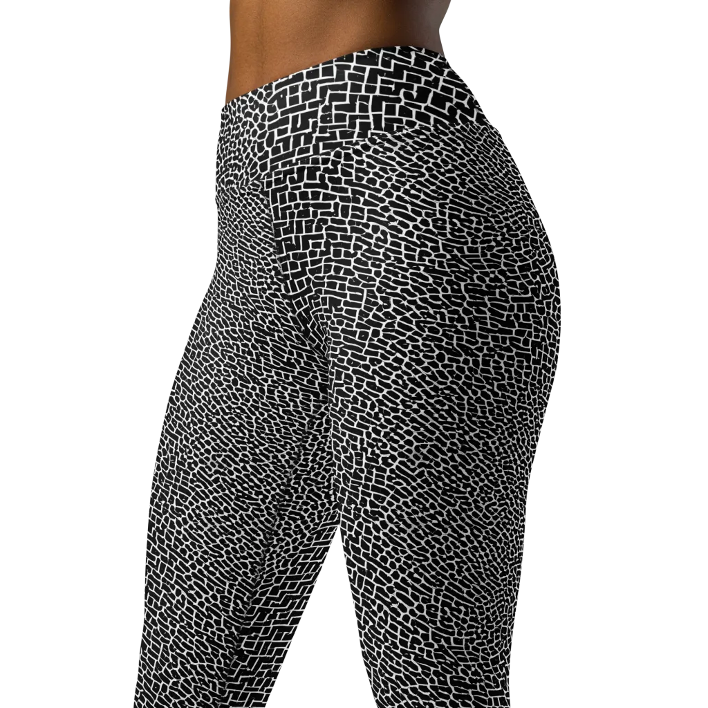 Obsidian Mosaic on Yoga Leggings — Left Front