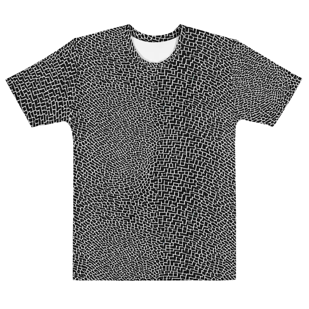 Obsidian Mosaic on Men's Cotton Crew Neck T-Shirt — Front