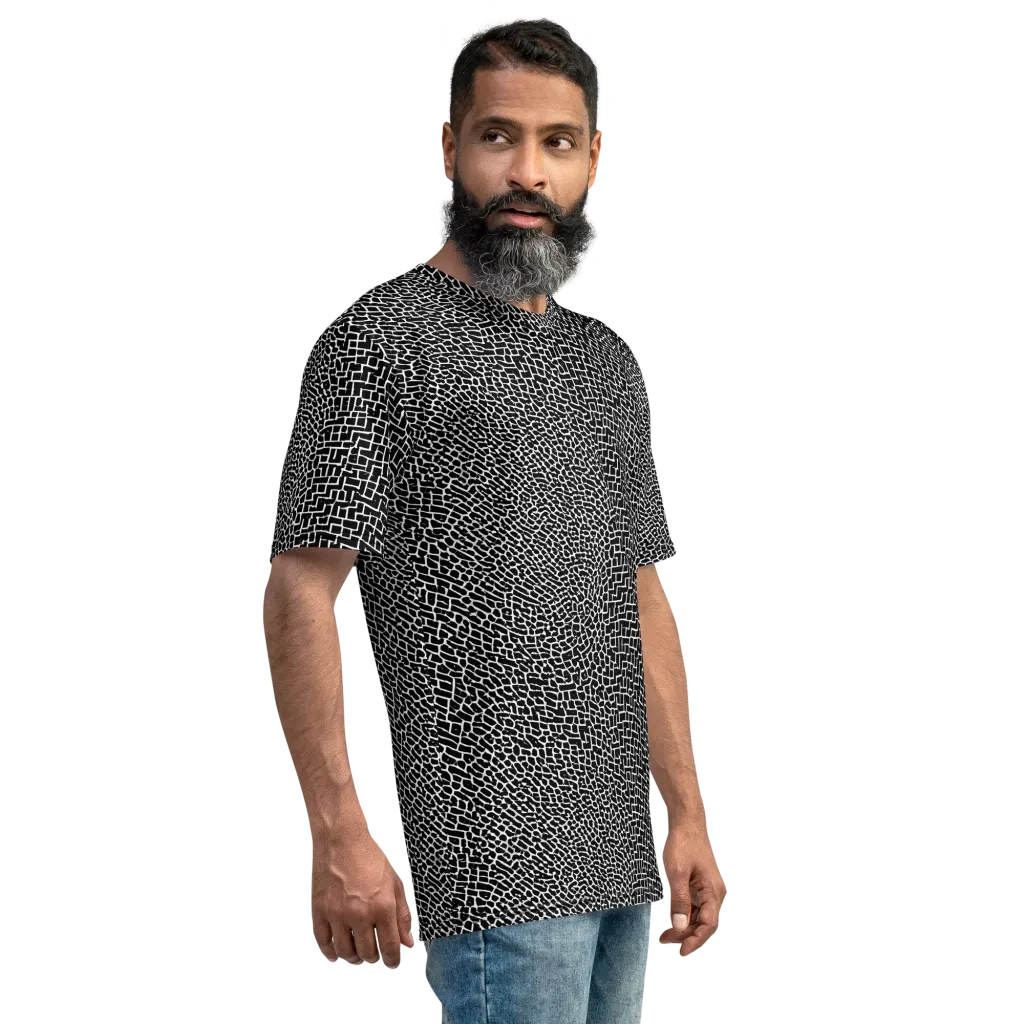 Obsidian Mosaic on Men's Crew Neck T-Shirt — Right