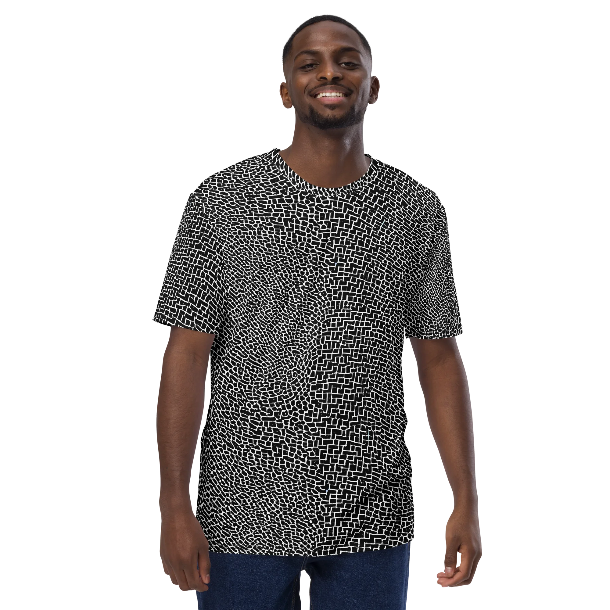 Obsidian Mosaic on Men's Crew Neck T-Shirt — Front