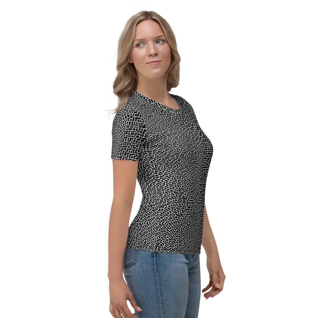 Obsidian Mosaic on Women's Crew Neck T-Shirt — Right