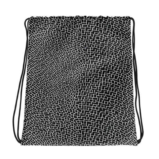 Obsidian Mosaic on a Drawstring Bag