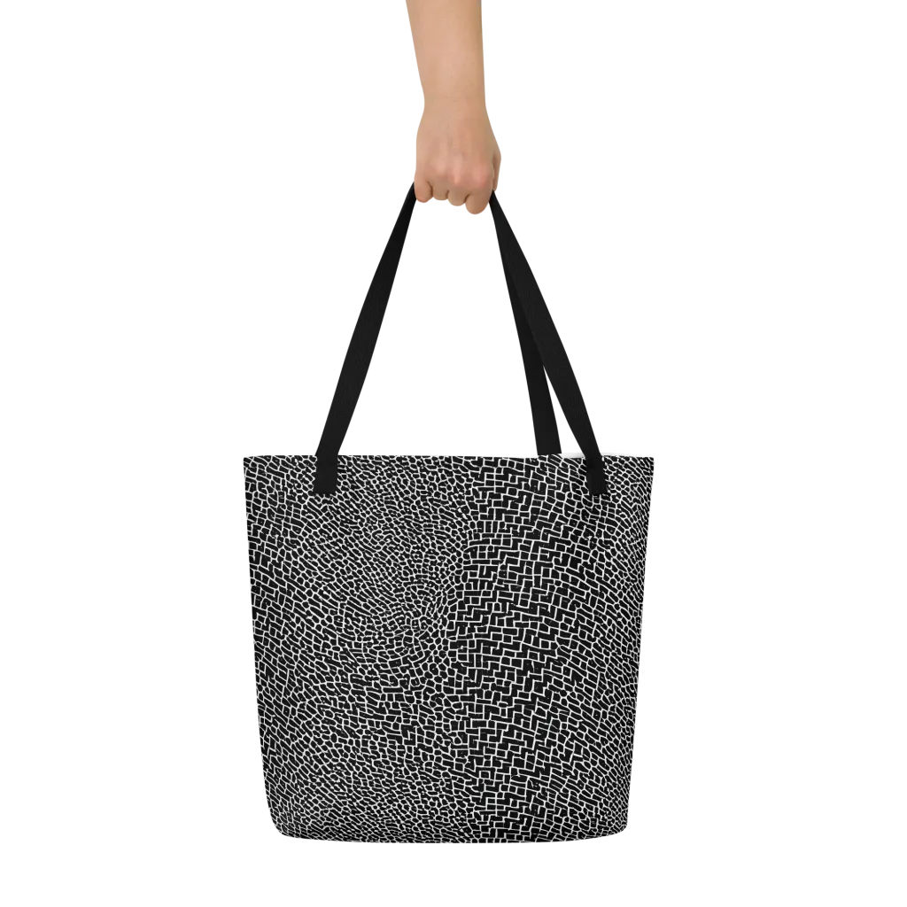 Obsidian Mosaic on Large Tote Bag W/ Pocket — Front