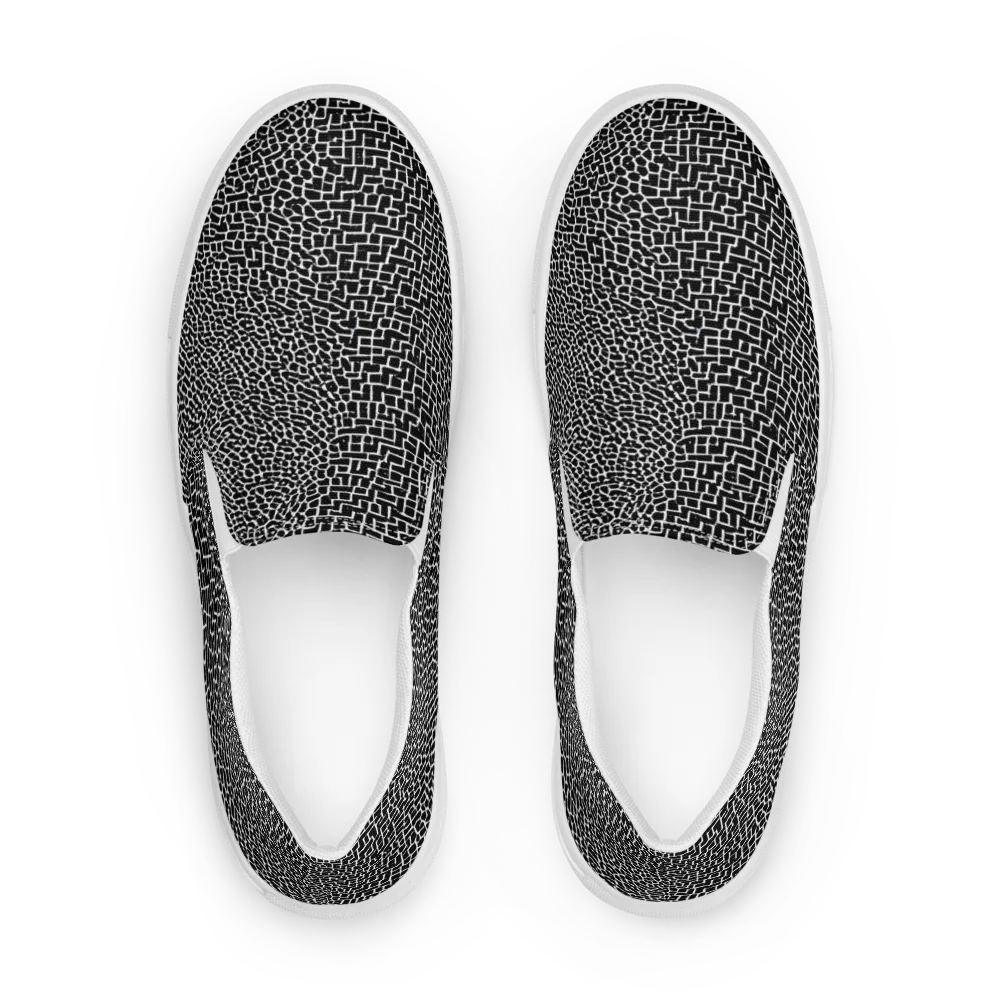 Obsidian Mosaic on Women's Slip-On Canvas Shoes — Front