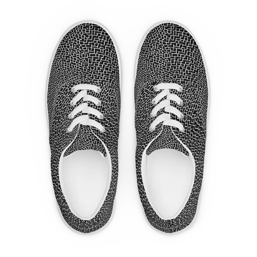 Obsidian Mosaic on Men's Lace-Up Canvas Shoes — Front