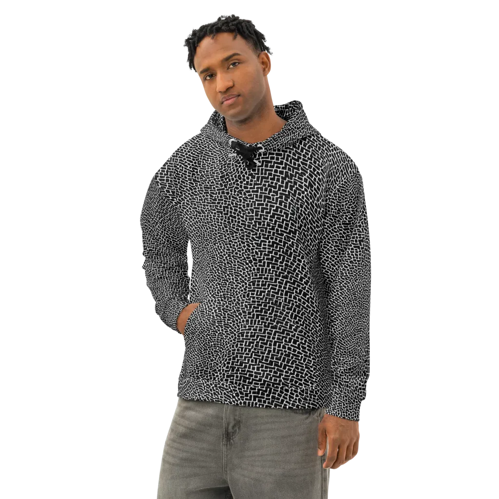 Obsidian Mosaic on Cotton Hoodie — Left Front