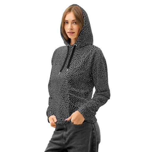 Obsidian Mosaic on a Cotton Hoodie