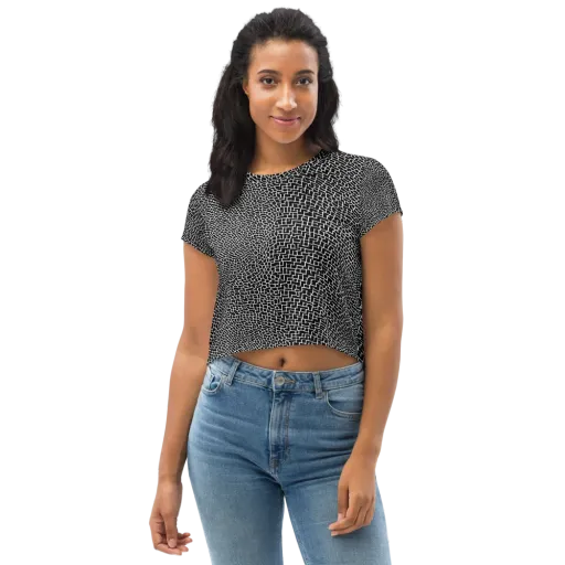 Obsidian Mosaic on a Crop Tee
