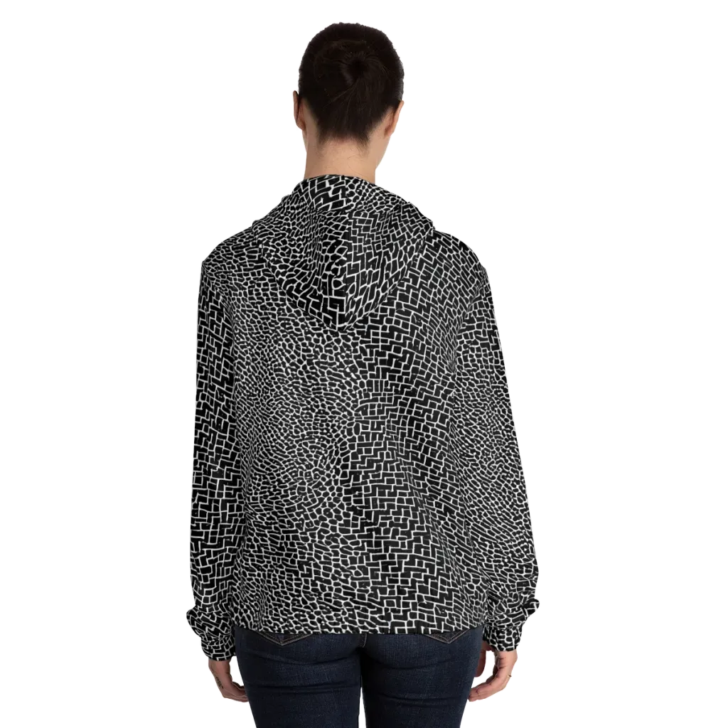 Obsidian Mosaic on Women's Full-Zip Hoodie — Back On Person