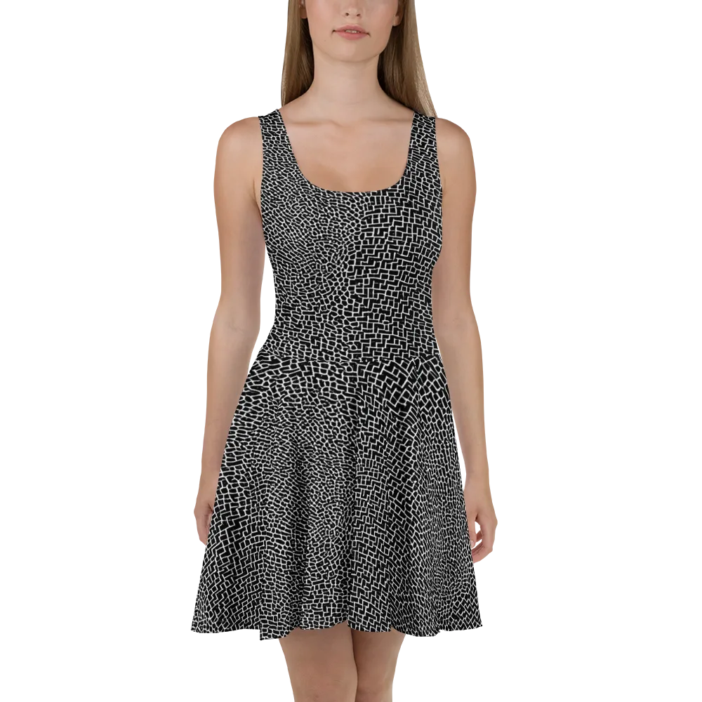 Obsidian Mosaic on Skater Dress — Front
