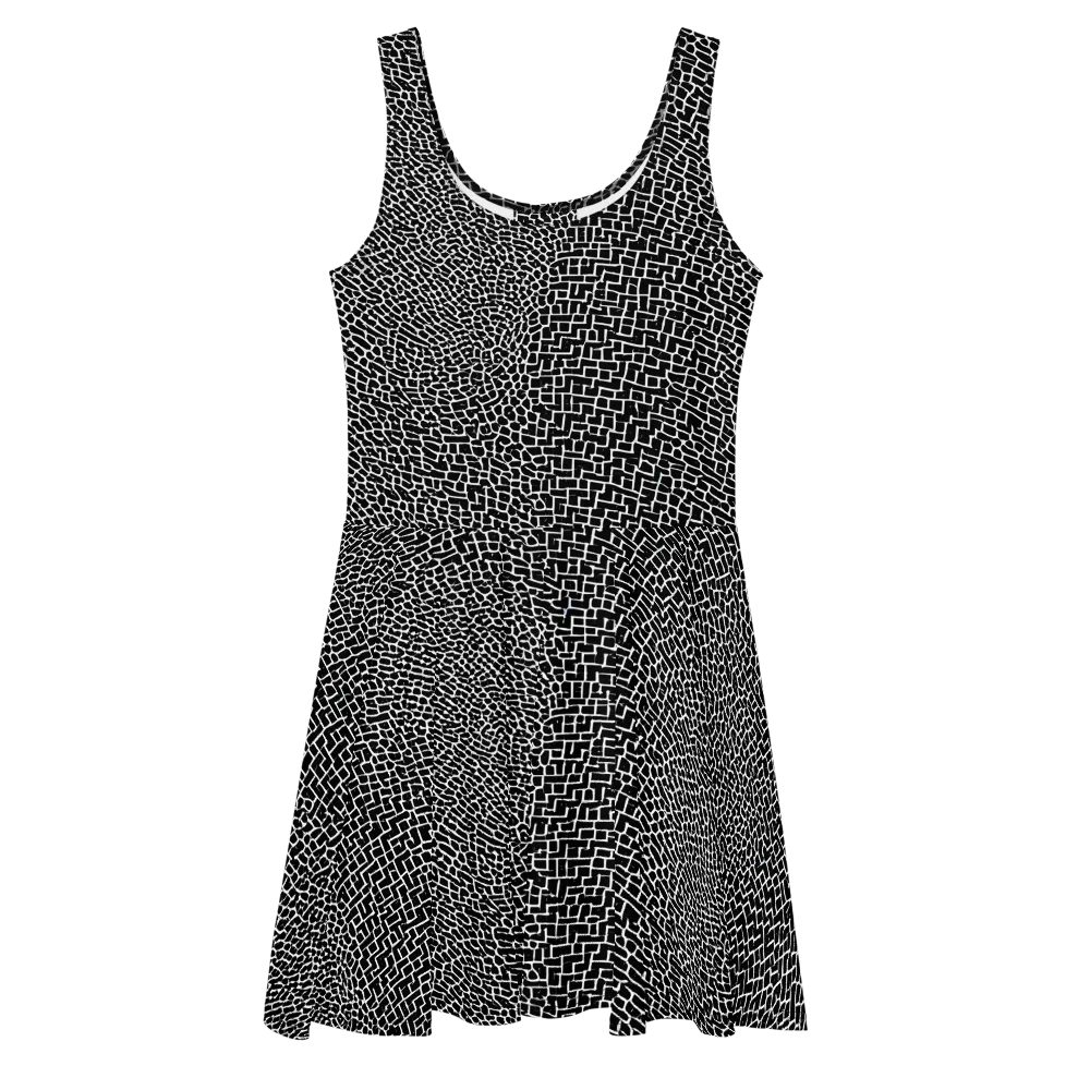 Obsidian Mosaic on Skater Dress — Front
