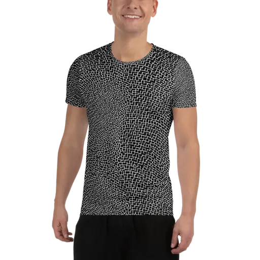 Obsidian Mosaic on a Men's Athletic T-Shirt