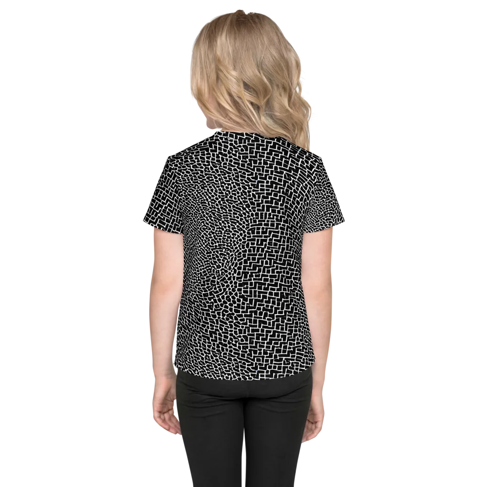 Obsidian Mosaic on Kids Crew Neck T-Shirt — Back