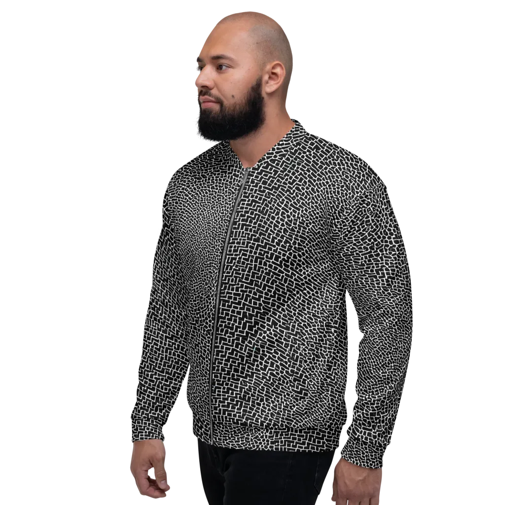 Obsidian Mosaic on Bomber Jacket — Left