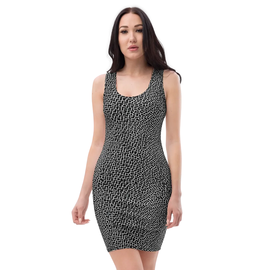 Obsidian Mosaic on Bodycon Dress — Front