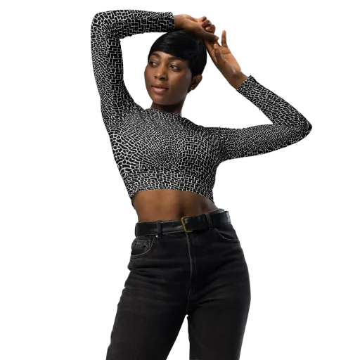 Obsidian Mosaic on a Long Sleeve Crop Top