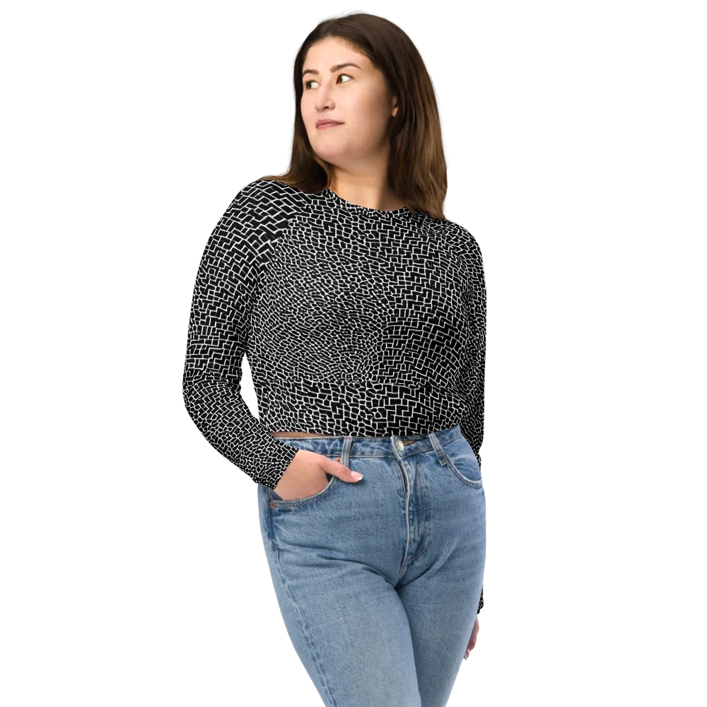 Obsidian Mosaic on Long Sleeve Crop Top — Front