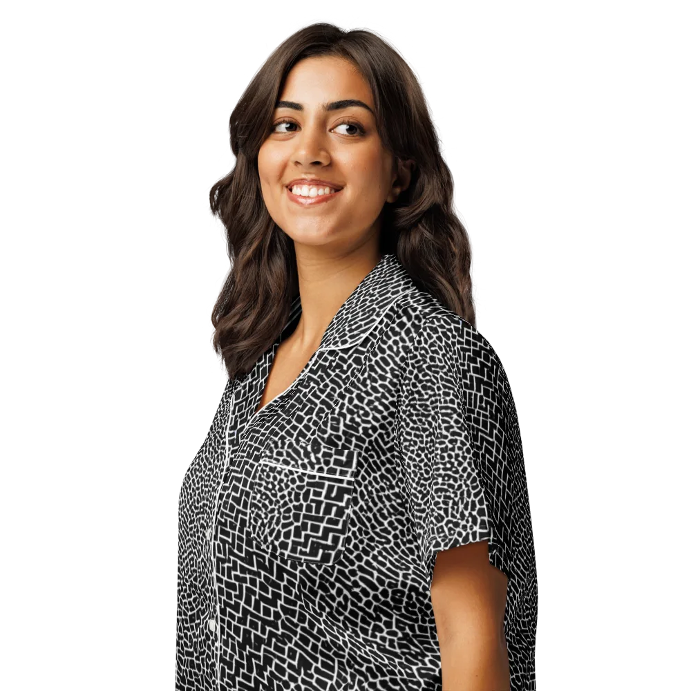 Obsidian Mosaic on Women's Short Sleeve Pajama Top — Left Front