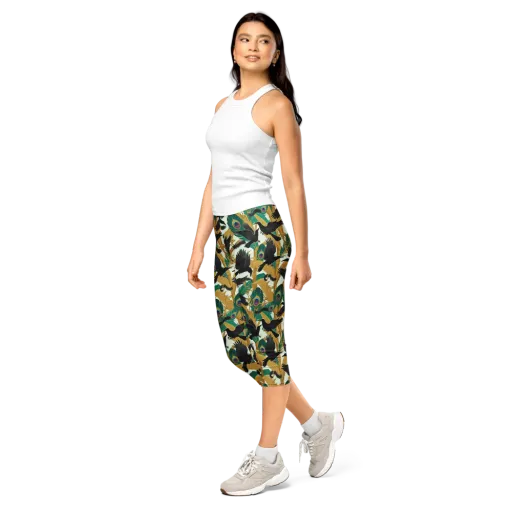 Midnight Plumes on a Capri Leggings