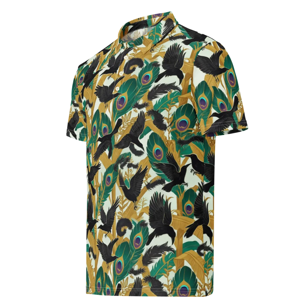 Midnight Plumes on Men's Slim Fit Polo Shirt — Left Front