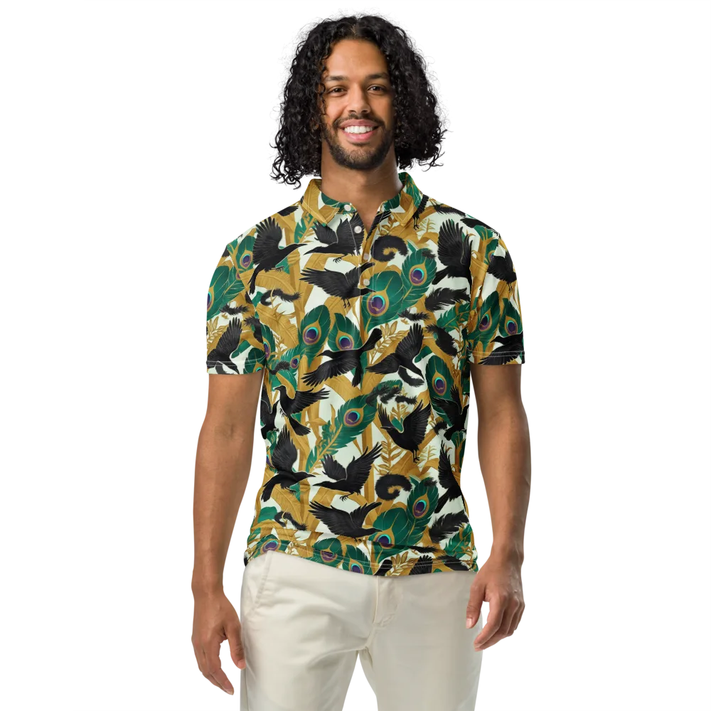 Midnight Plumes on Men's Slim Fit Polo Shirt — Front
