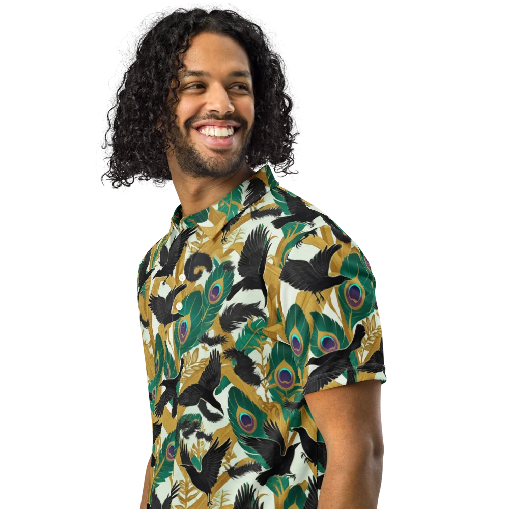 Midnight Plumes on Men's Slim Fit Polo Shirt — Left Front