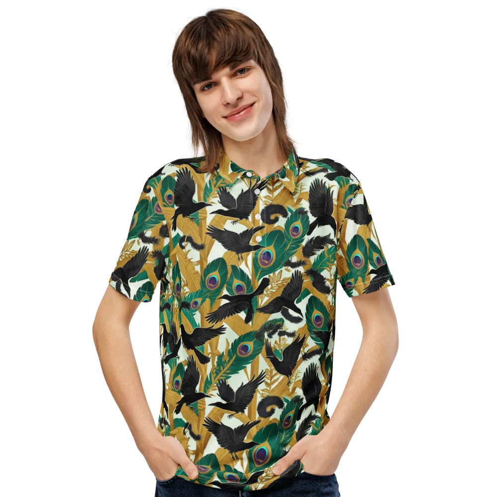 Midnight Plumes on Men's Slim Fit Polo Shirt — Front