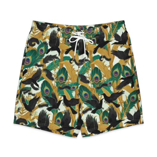 Midnight Plumes on a Men's Board Shorts