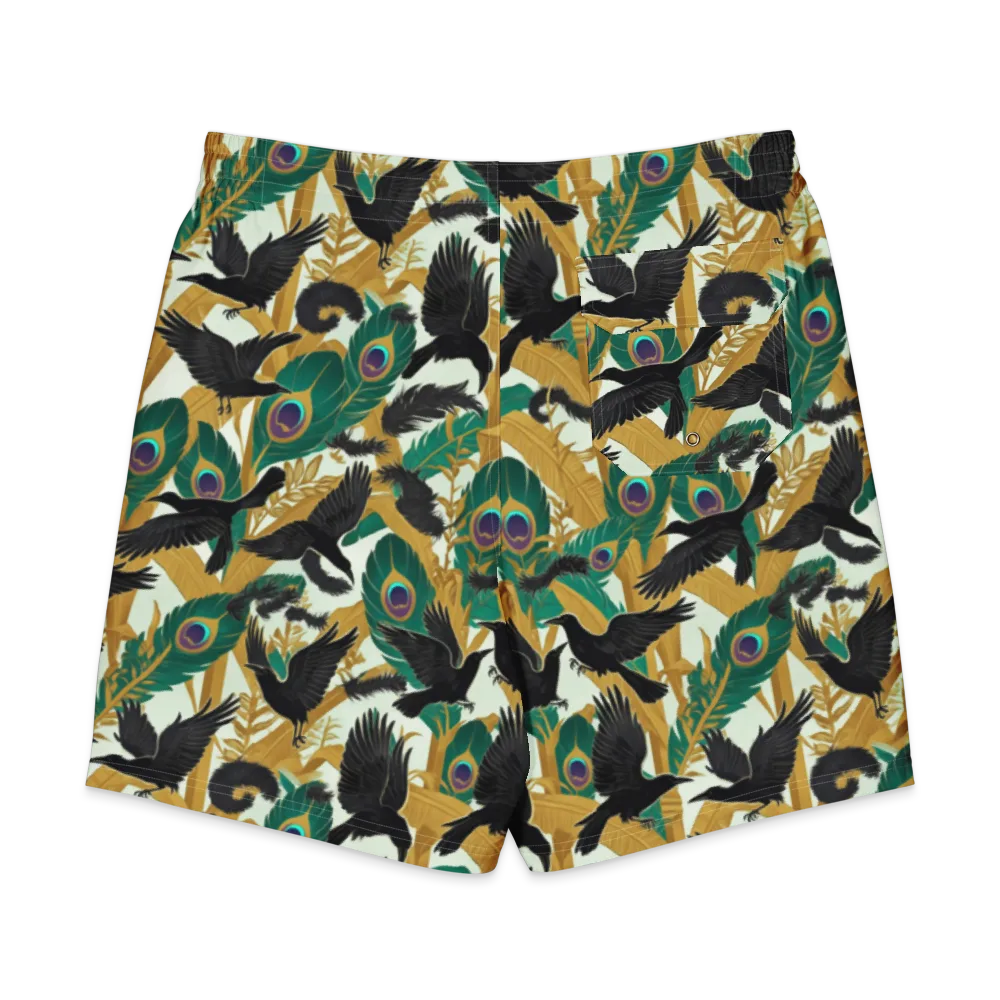 Midnight Plumes on Men's Board Shorts — Back