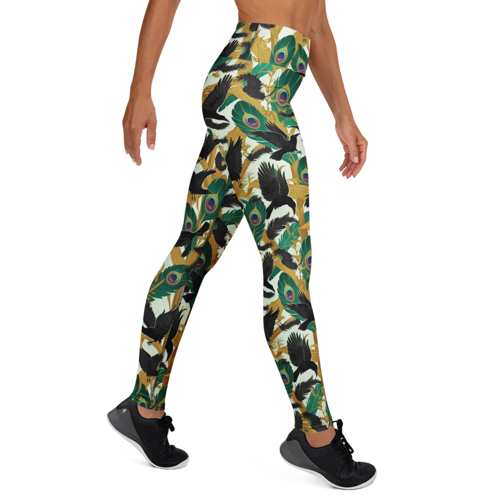 Midnight Plumes on Yoga Leggings — Right