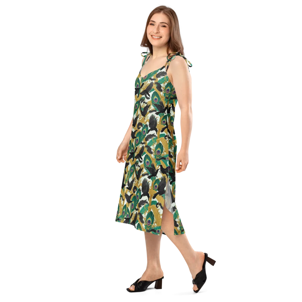 Midnight Plumes on Slip Dress — Left Front