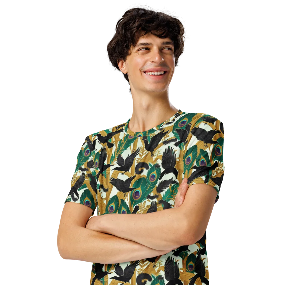 Midnight Plumes on Men's Crew Neck T-Shirt — Left Front