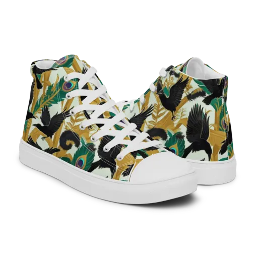 Midnight Plumes on a Men's High Top Canvas Shoes