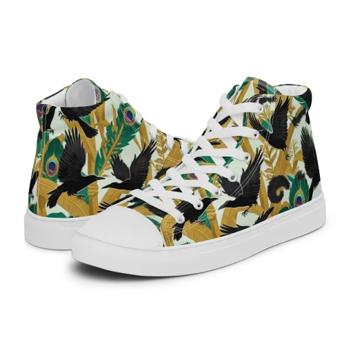 Midnight Plumes on a Women's High Top Canvas Shoes