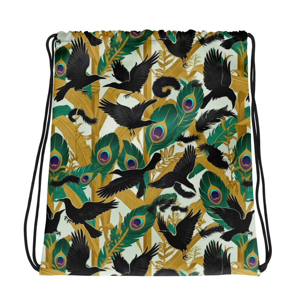 Midnight Plumes on Drawstring Bag — Photo