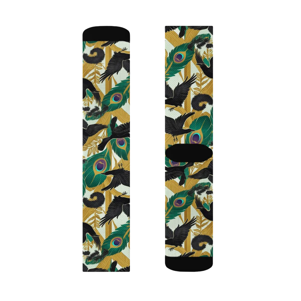 Midnight Plumes on Socks — Left Sock