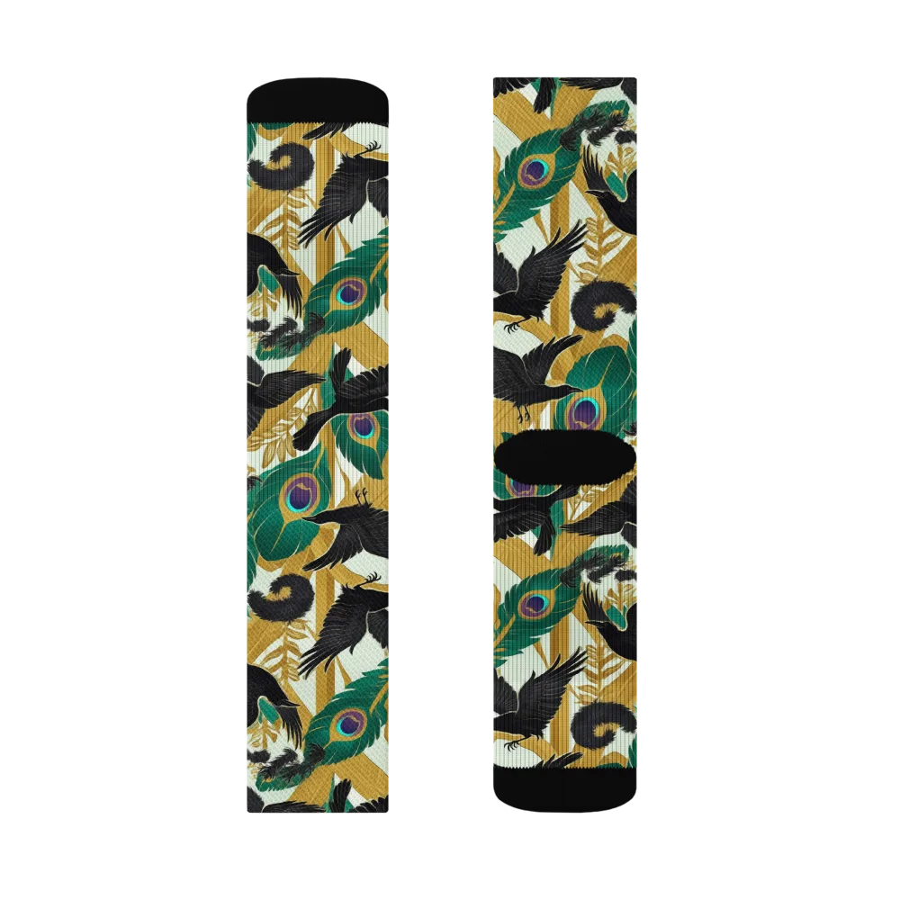 Midnight Plumes on Socks — Right Sock