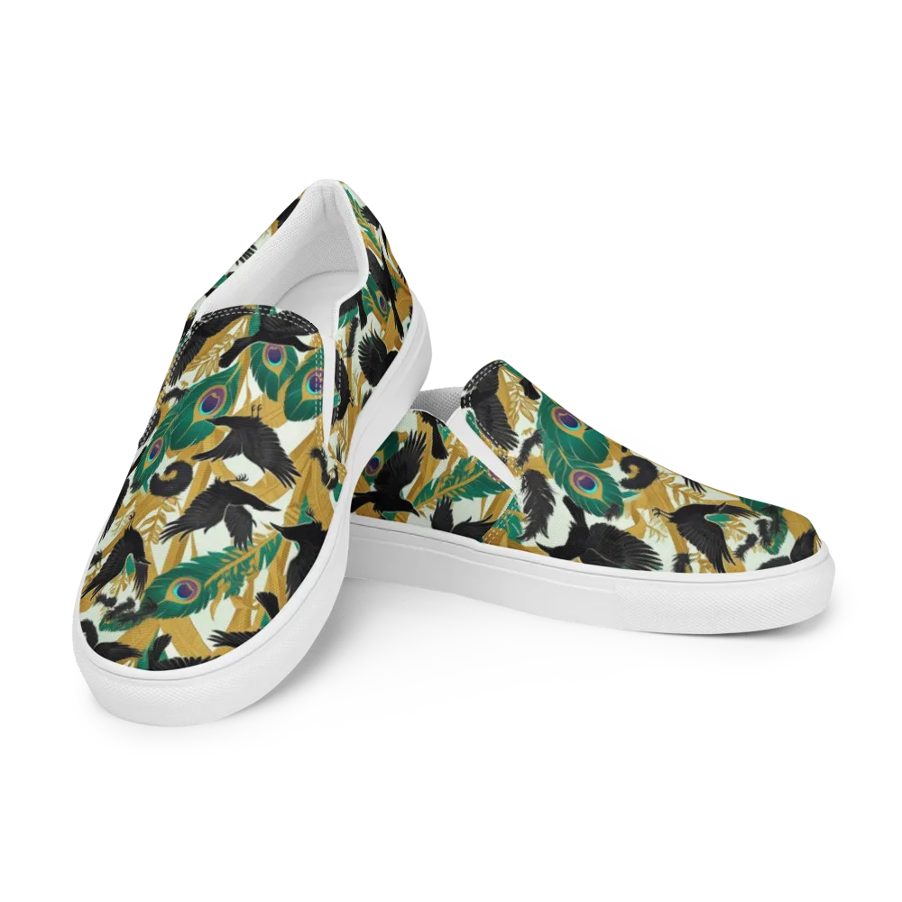Midnight Plumes on Women's Slip-On Canvas Shoes — Left Front