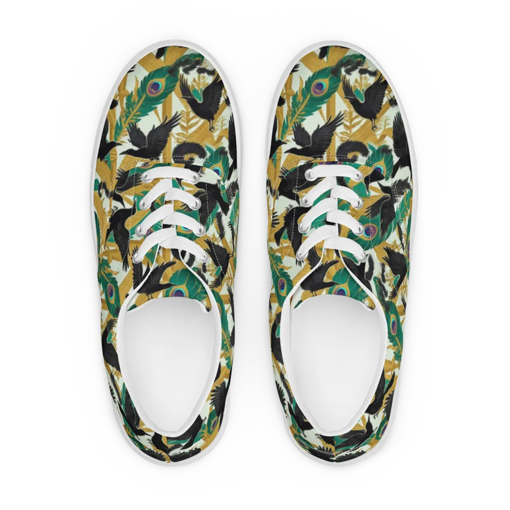 Midnight Plumes on Men's Lace-Up Canvas Shoes — Front