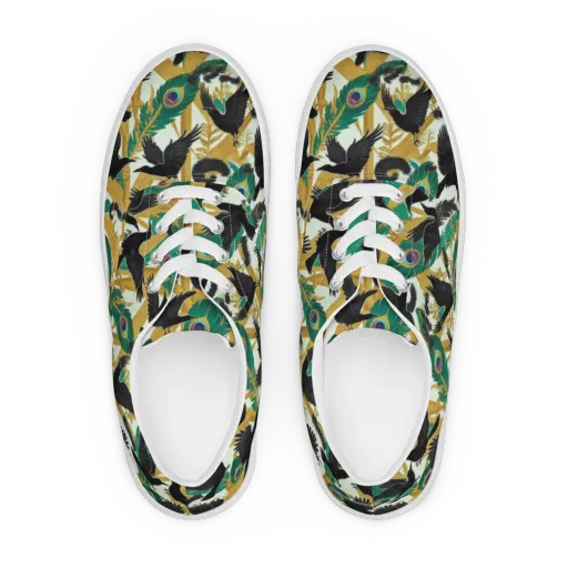 Midnight Plumes on a Men's Lace-Up Canvas Shoes