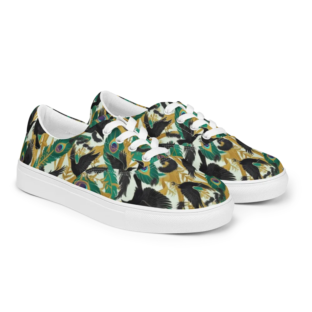 Midnight Plumes on Men's Lace-Up Canvas Shoes — Right Front
