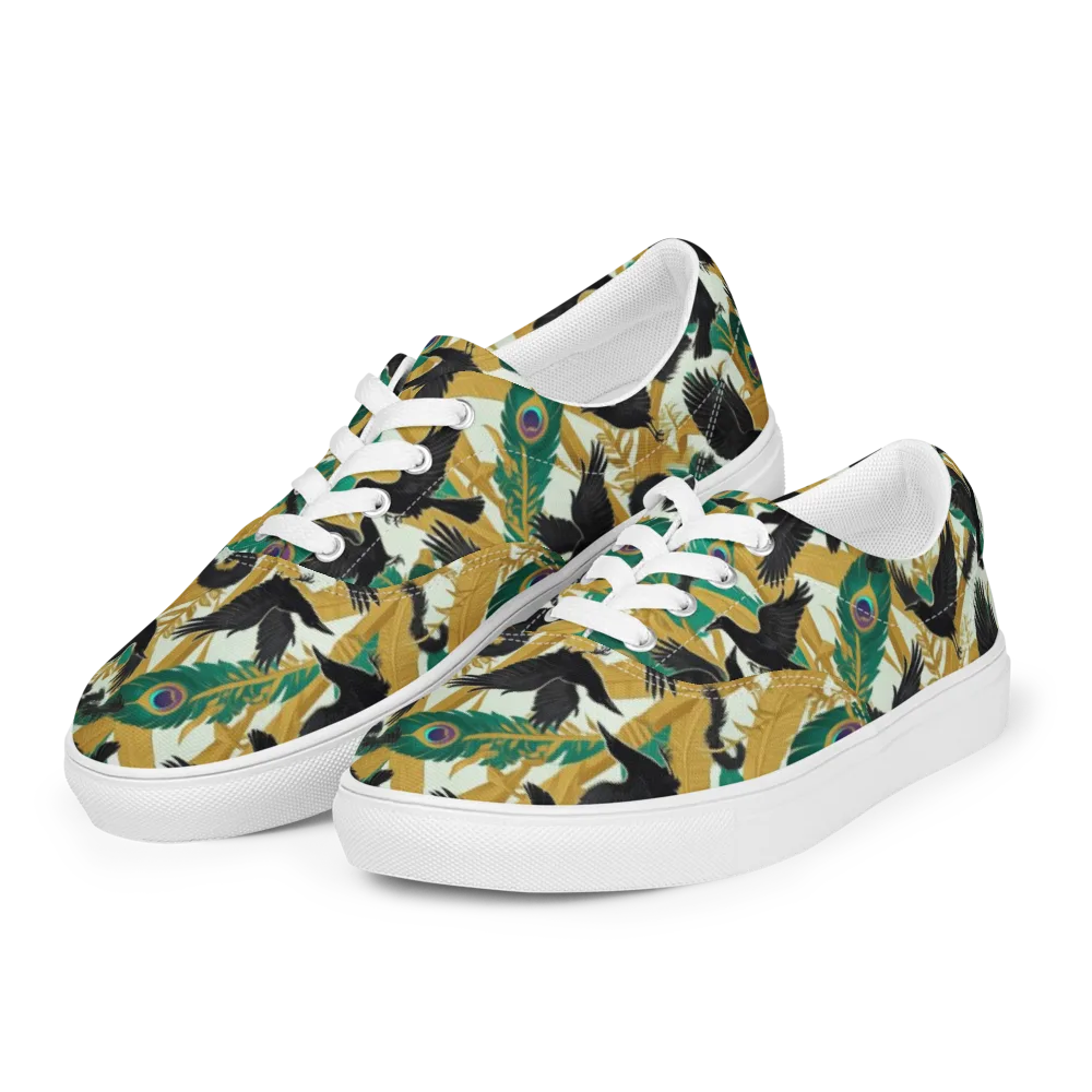 Midnight Plumes on Men's Lace-Up Canvas Shoes — Left Front