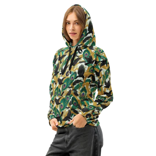 Midnight Plumes on a Cotton Hoodie
