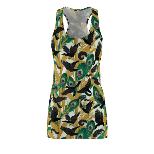Midnight Plumes on a Racerback Dress