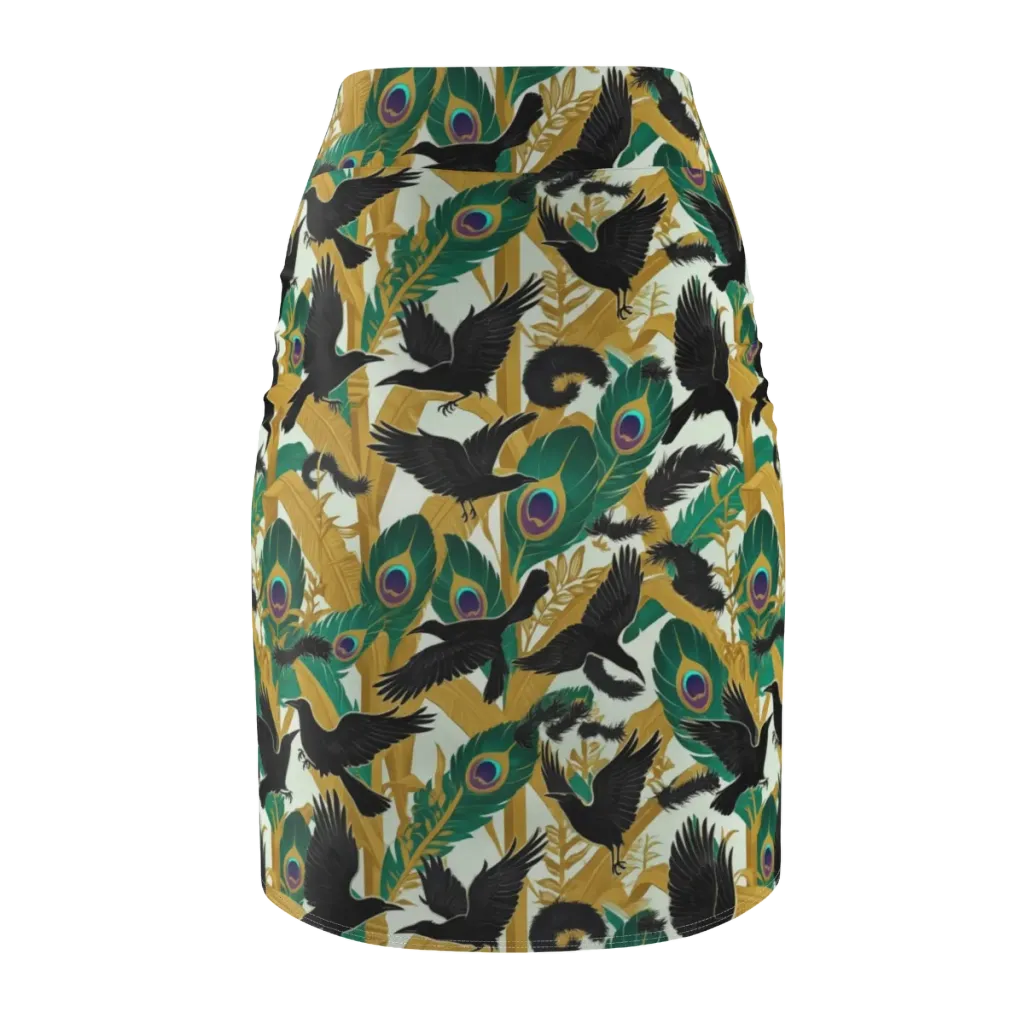 Midnight Plumes on Pencil Skirt — Back