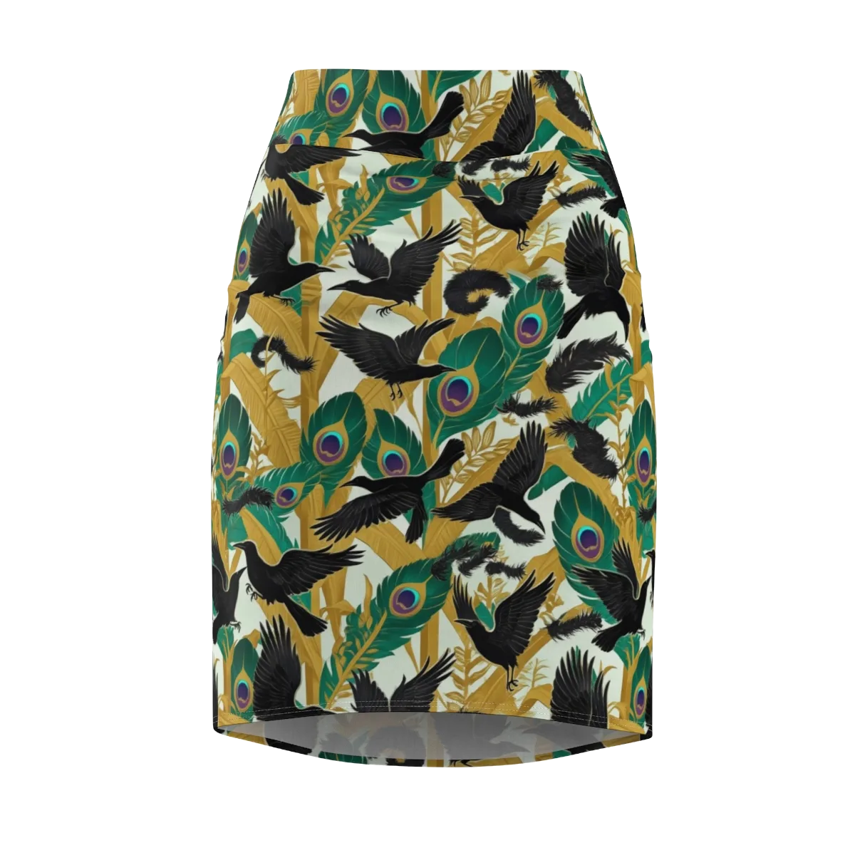 Midnight Plumes on Pencil Skirt — Front