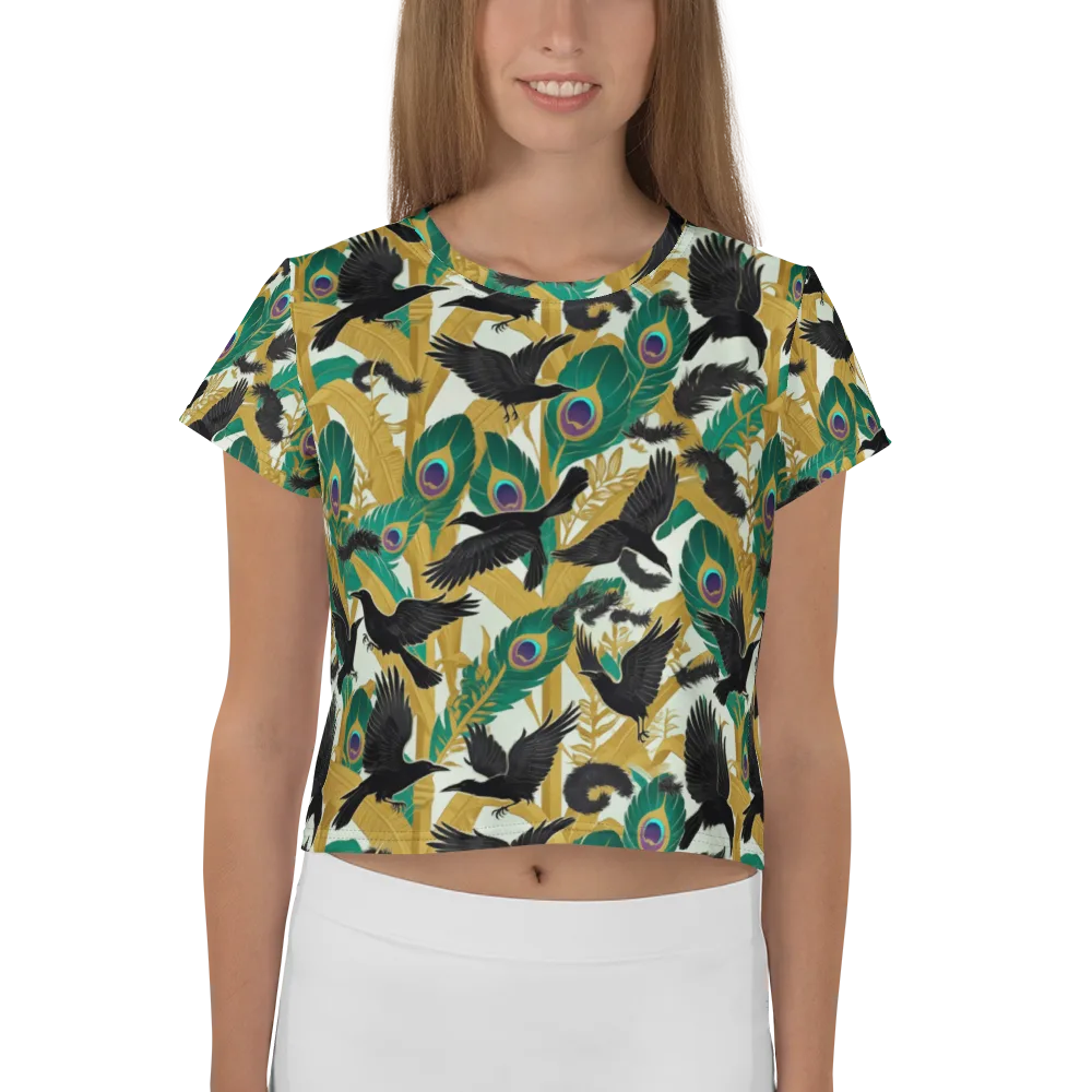 Midnight Plumes on Crop Tee — Front