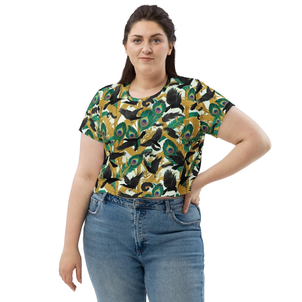 Midnight Plumes on Crop Tee — Front